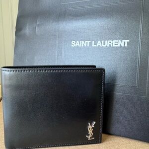 Saint Laurent Black Leather Card Holder
